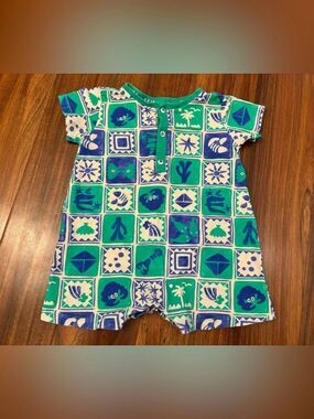 Bento Green/Blue Nautical Ocean Theme Short Sleeve Romper